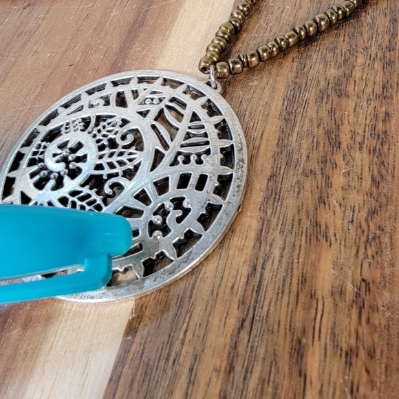 Beaded Necklace with Metal Pendant - Picture 14 of 17